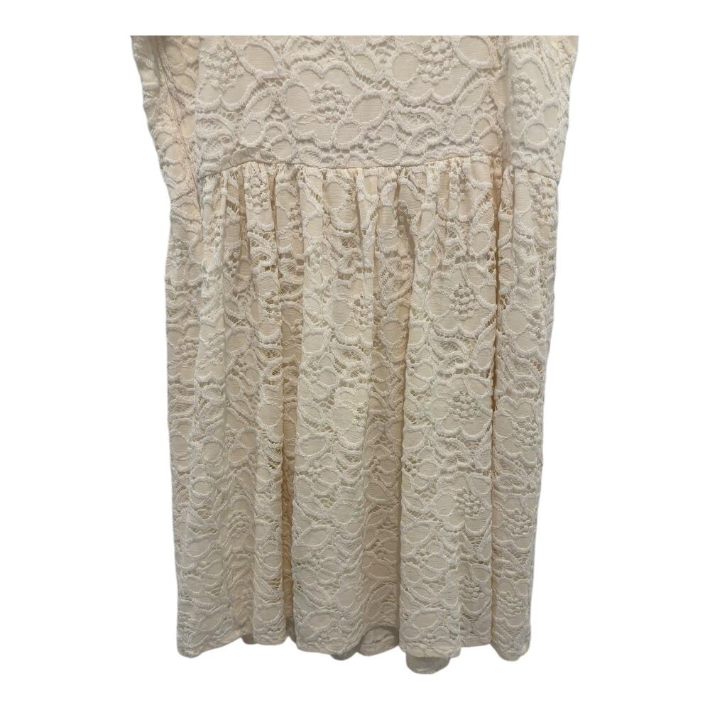 Abercrombie Fitch Mini Dress Womens Large Beige Floral Eyelet Lace Fairy Boho‎ - Picture 6 of 10